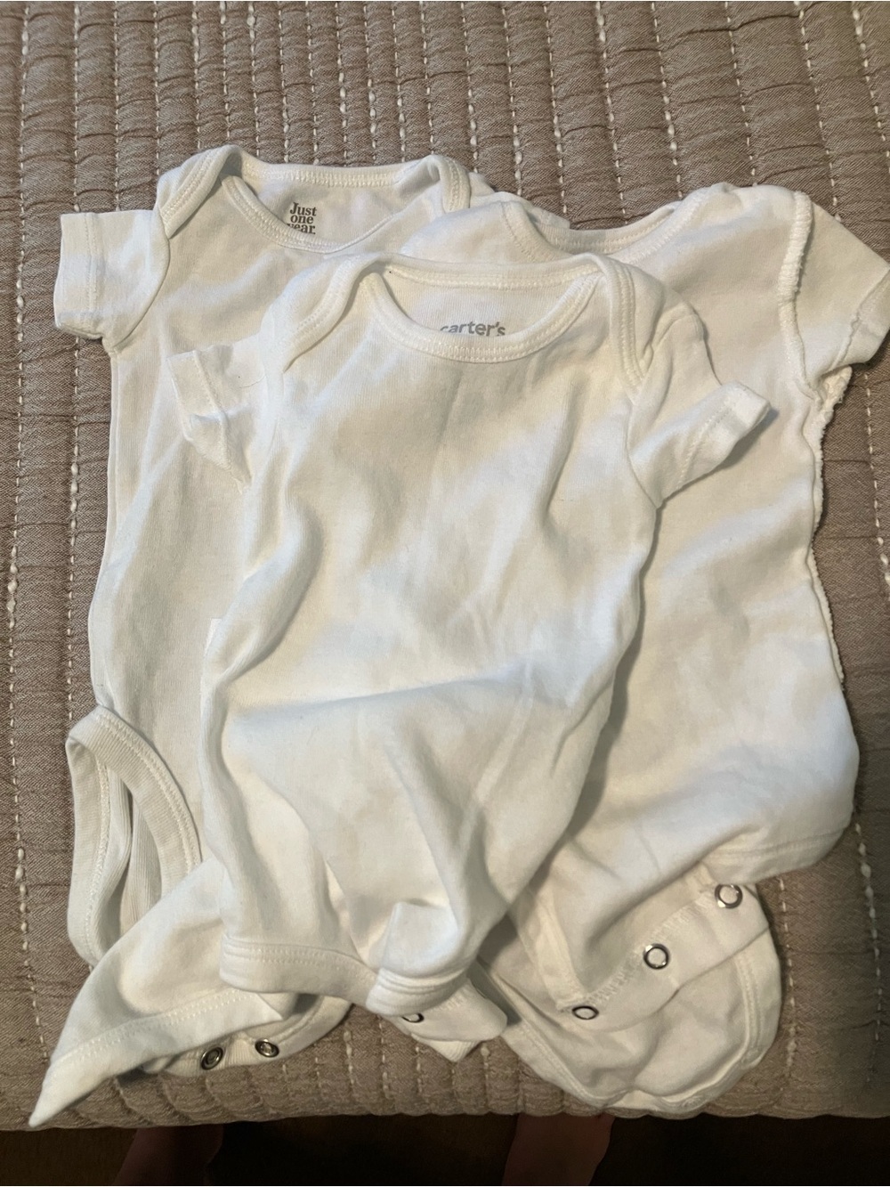 White Short-Sleeve Baby Bodysuit 3 Pack